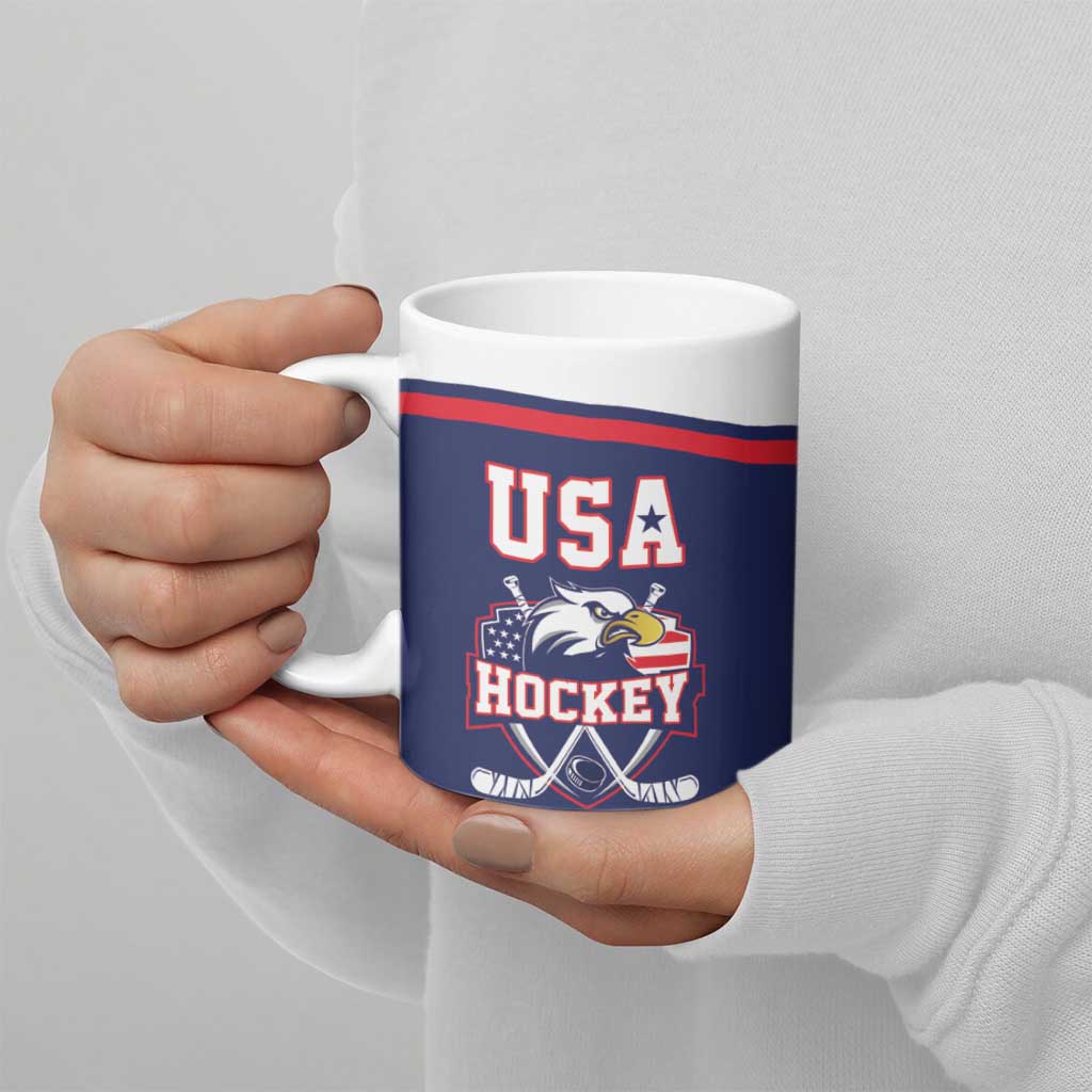 USA Ice Hockey Custom Ceramic Mug American Eagle Spirit Blue Version