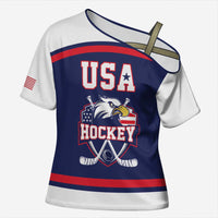 USA Ice Hockey Custom Cross Shoulder Shirt American Eagle Spirit Blue Version