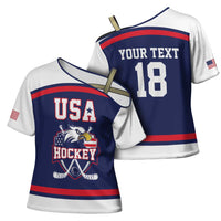 USA Ice Hockey Custom Cross Shoulder Shirt American Eagle Spirit Blue Version