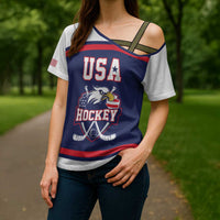 USA Ice Hockey Custom Cross Shoulder Shirt American Eagle Spirit Blue Version