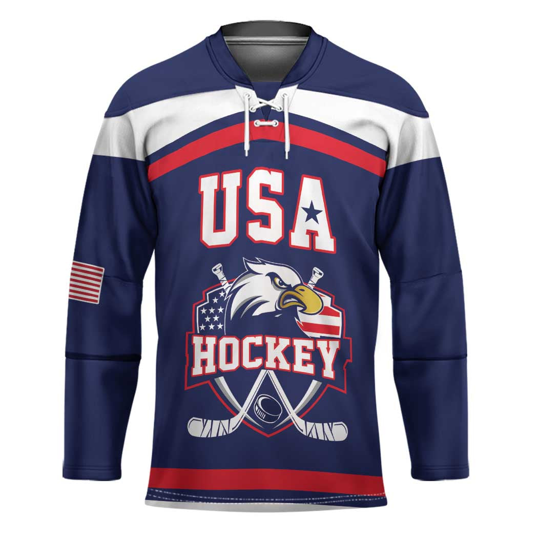 USA Ice Hockey Custom Hockey Jersey American Eagle Spirit Blue Version