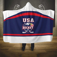 USA Ice Hockey Hooded Blanket American Eagle Spirit Blue Version