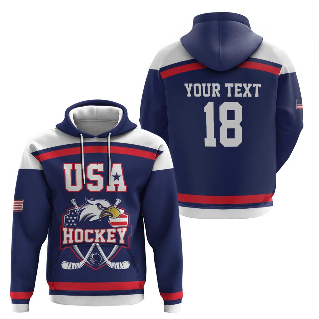 USA Ice Hockey Custom Hoodie American Eagle Spirit Blue Version
