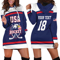 USA Ice Hockey Custom Hoodie Dress American Eagle Spirit Blue Version