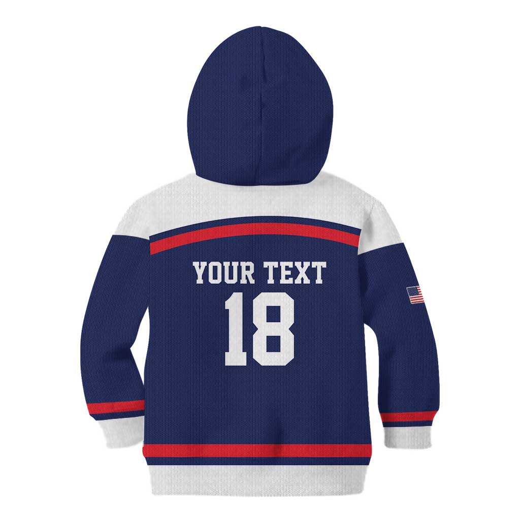 USA Ice Hockey Custom Kid Hoodie American Eagle Spirit Blue Version