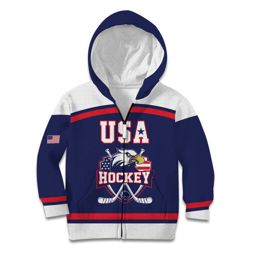 USA Ice Hockey Custom Kid Hoodie American Eagle Spirit Blue Version