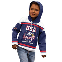 USA Ice Hockey Custom Kid Hoodie American Eagle Spirit Blue Version