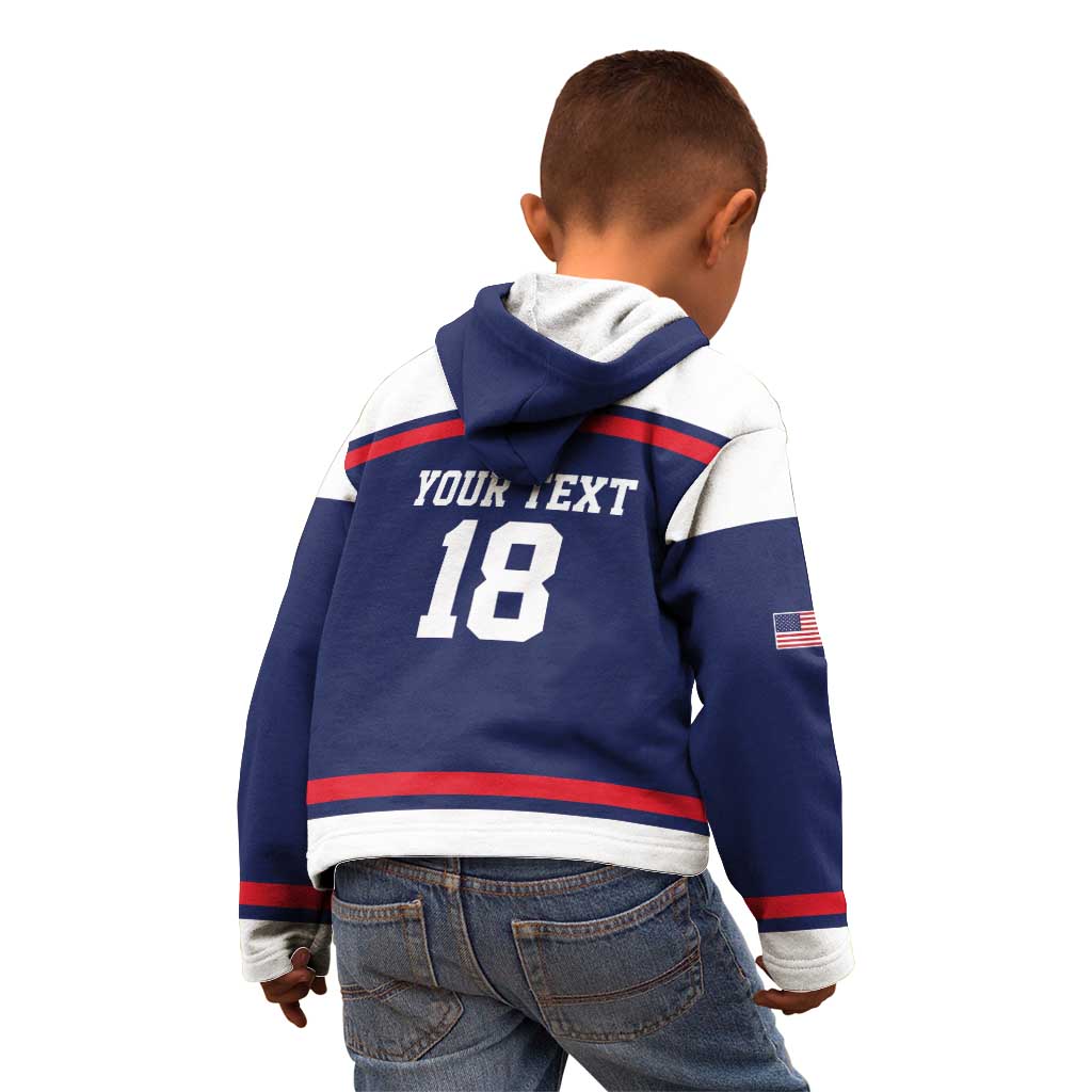 USA Ice Hockey Custom Kid Hoodie American Eagle Spirit Blue Version