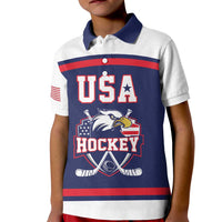 USA Ice Hockey Custom Kid Polo Shirt American Eagle Spirit Blue Version