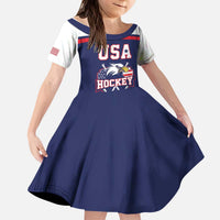 USA Ice Hockey Custom Kid Short Sleeve Dress American Eagle Spirit Blue Version