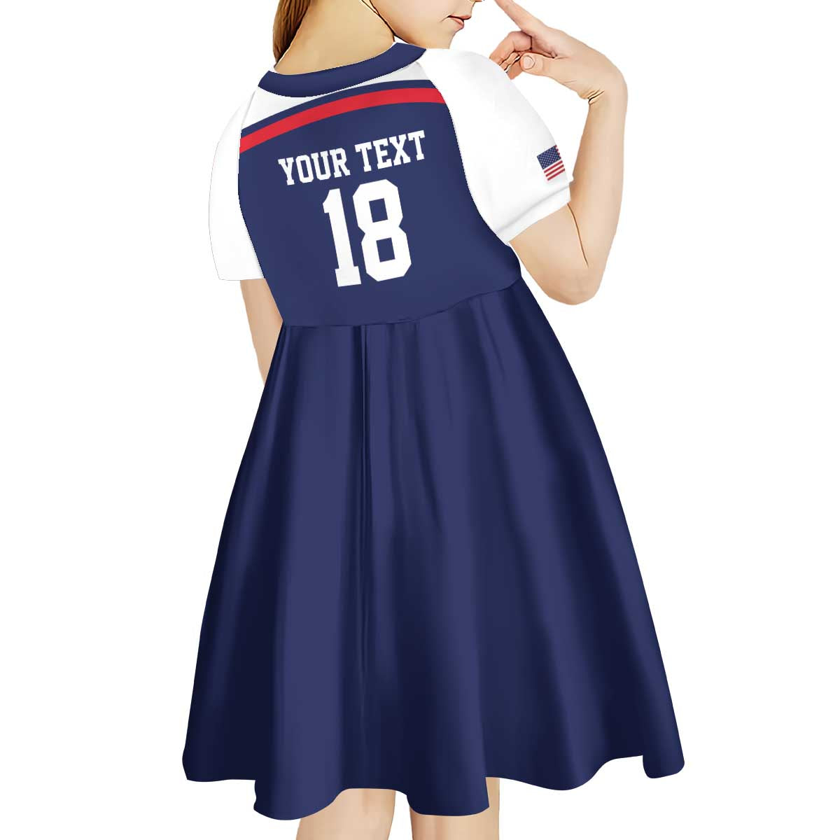USA Ice Hockey Custom Kid Short Sleeve Dress American Eagle Spirit Blue Version