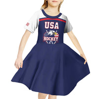 USA Ice Hockey Custom Kid Short Sleeve Dress American Eagle Spirit Blue Version