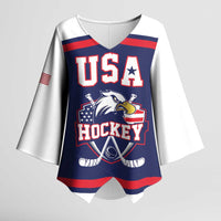 USA Ice Hockey Custom Kimono Sleeve Blouse American Eagle Spirit Blue Version