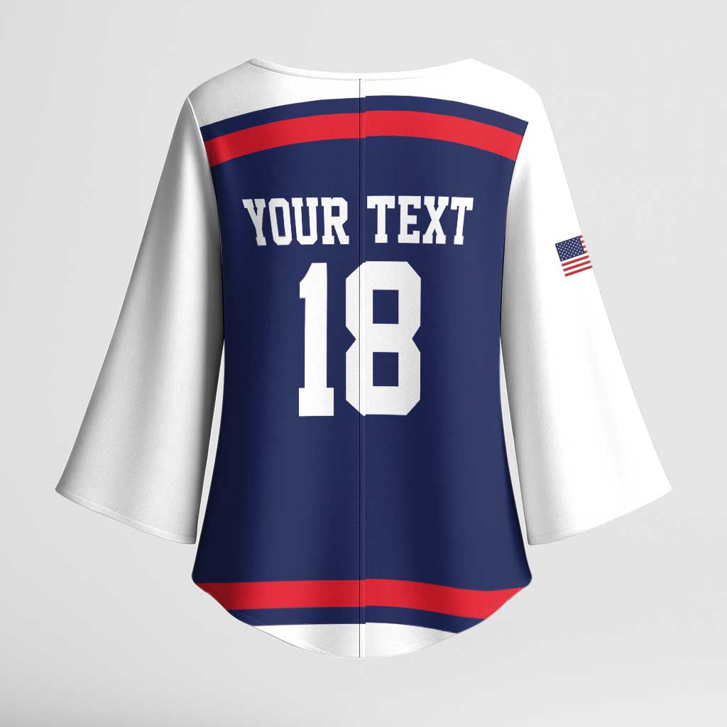 USA Ice Hockey Custom Kimono Sleeve Blouse American Eagle Spirit Blue Version