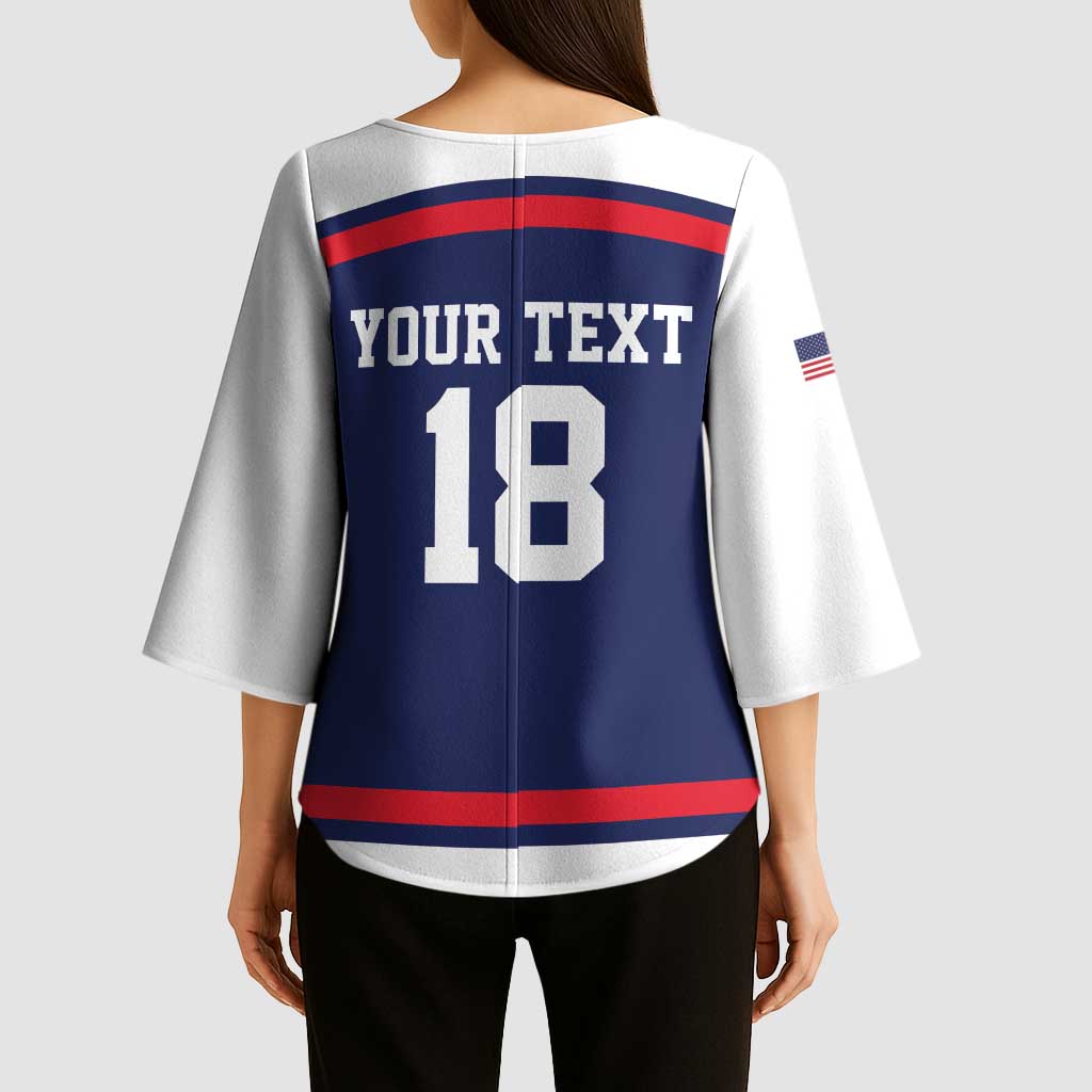 USA Ice Hockey Custom Kimono Sleeve Blouse American Eagle Spirit Blue Version