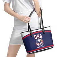 USA Ice Hockey Leather Tote Bag American Eagle Spirit Blue Version
