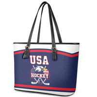 USA Ice Hockey Leather Tote Bag American Eagle Spirit Blue Version