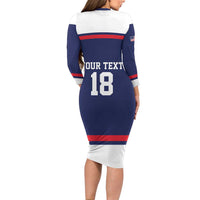 USA Ice Hockey Custom Long Sleeve Bodycon Dress American Eagle Spirit Blue Version