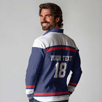 USA Ice Hockey Custom Long Sleeve Polo Shirt American Eagle Spirit Blue Version