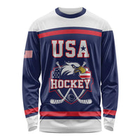 USA Ice Hockey Custom Long Sleeve Shirt American Eagle Spirit Blue Version