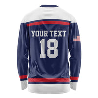 USA Ice Hockey Custom Long Sleeve Shirt American Eagle Spirit Blue Version