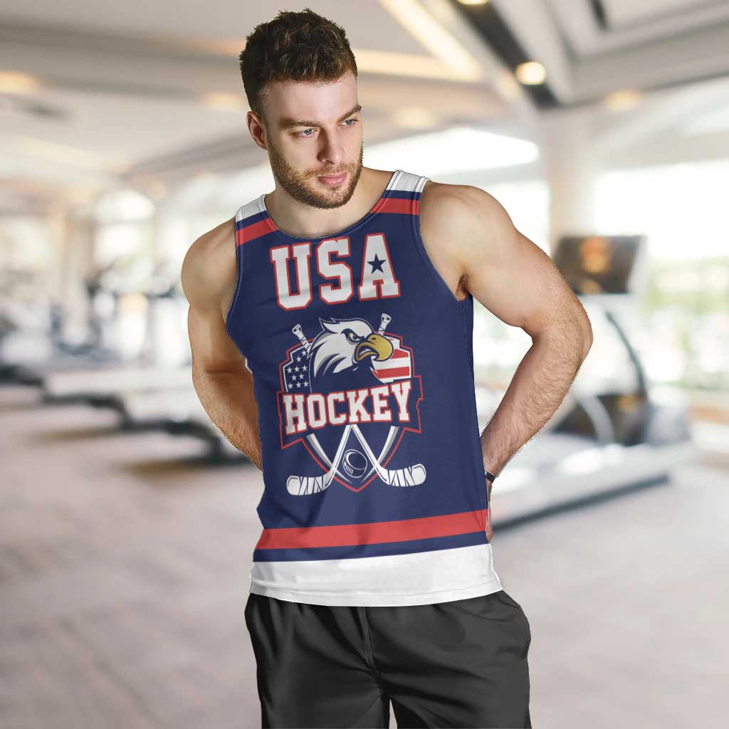 USA Ice Hockey Custom Men Tank Top American Eagle Spirit Blue Version