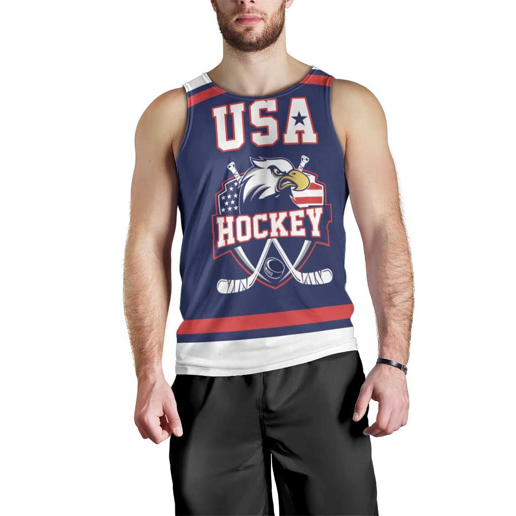 USA Ice Hockey Custom Men Tank Top American Eagle Spirit Blue Version