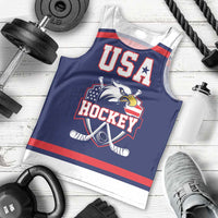 USA Ice Hockey Custom Men Tank Top American Eagle Spirit Blue Version