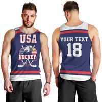 USA Ice Hockey Custom Men Tank Top American Eagle Spirit Blue Version
