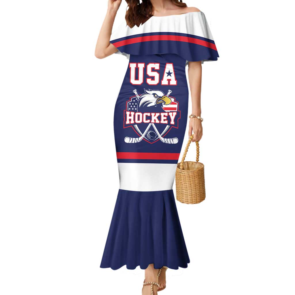 USA Ice Hockey Custom Mermaid Dress American Eagle Spirit Blue Version
