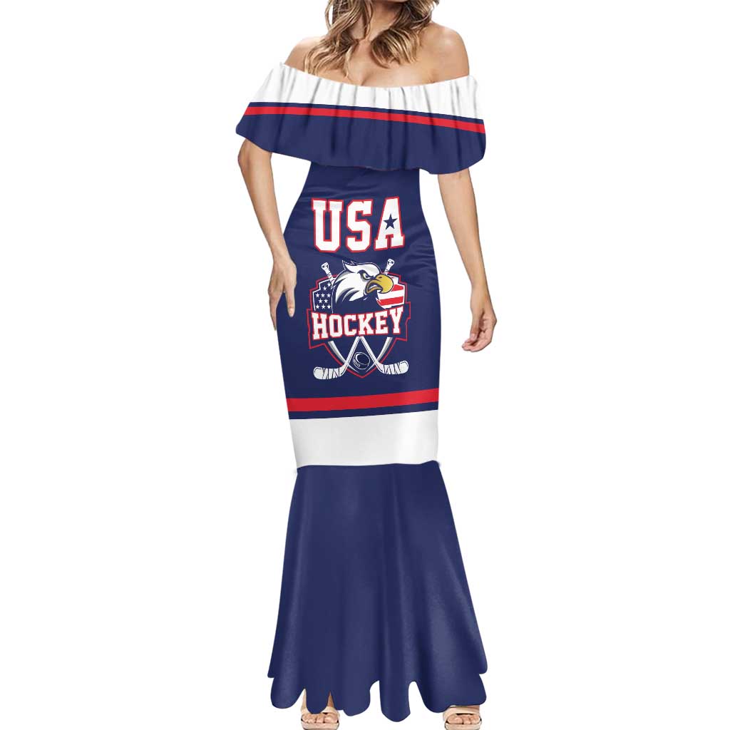 USA Ice Hockey Custom Mermaid Dress American Eagle Spirit Blue Version
