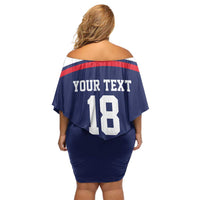 USA Ice Hockey Custom Off Shoulder Short Dress American Eagle Spirit Blue Version