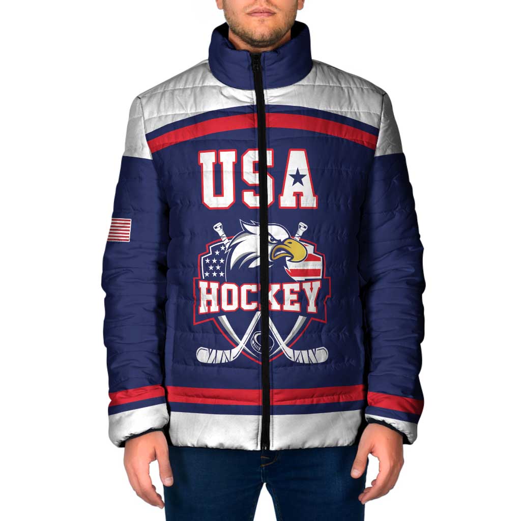 USA Ice Hockey Custom Padded Jacket American Eagle Spirit Blue Version