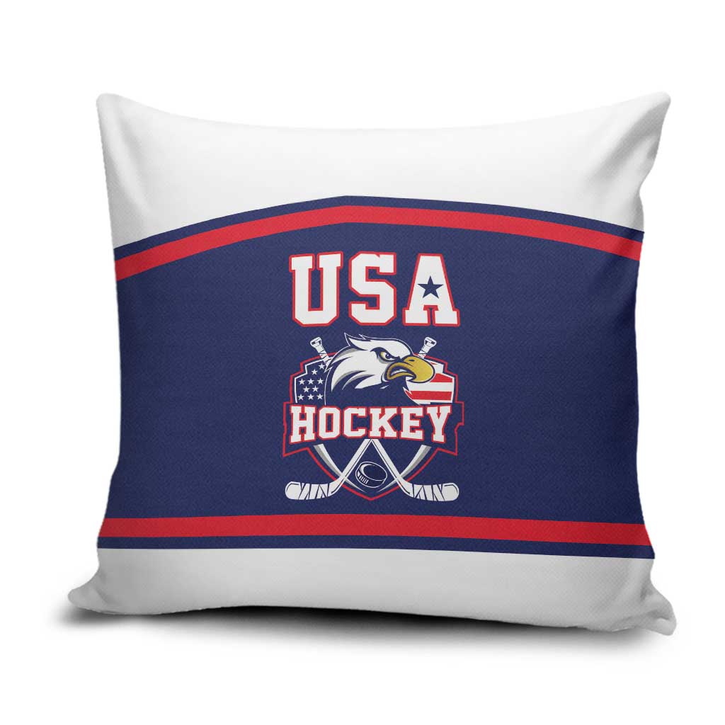 USA Ice Hockey Pillow Cover American Eagle Spirit Blue Version