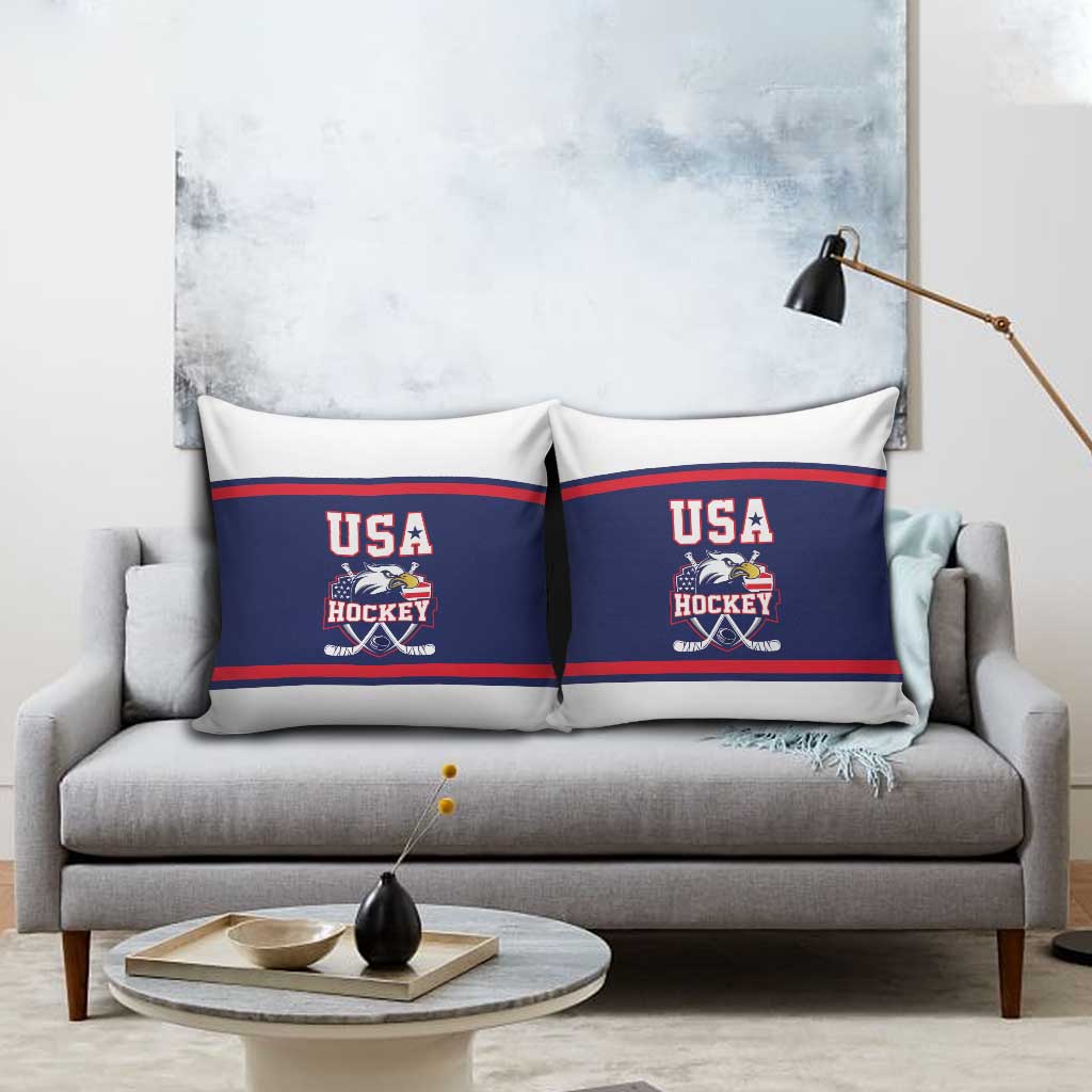 USA Ice Hockey Pillow Cover American Eagle Spirit Blue Version