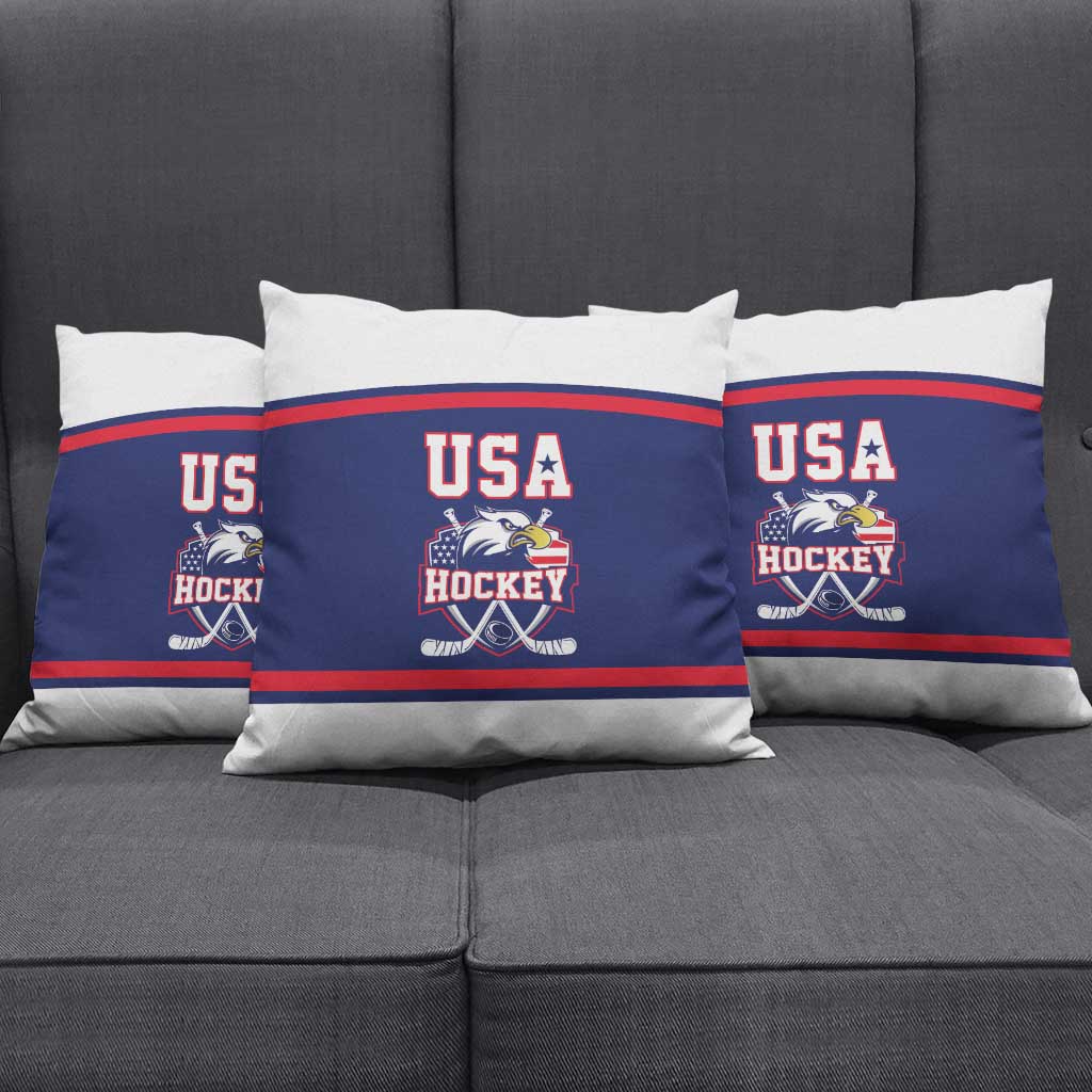 USA Ice Hockey Pillow Cover American Eagle Spirit Blue Version