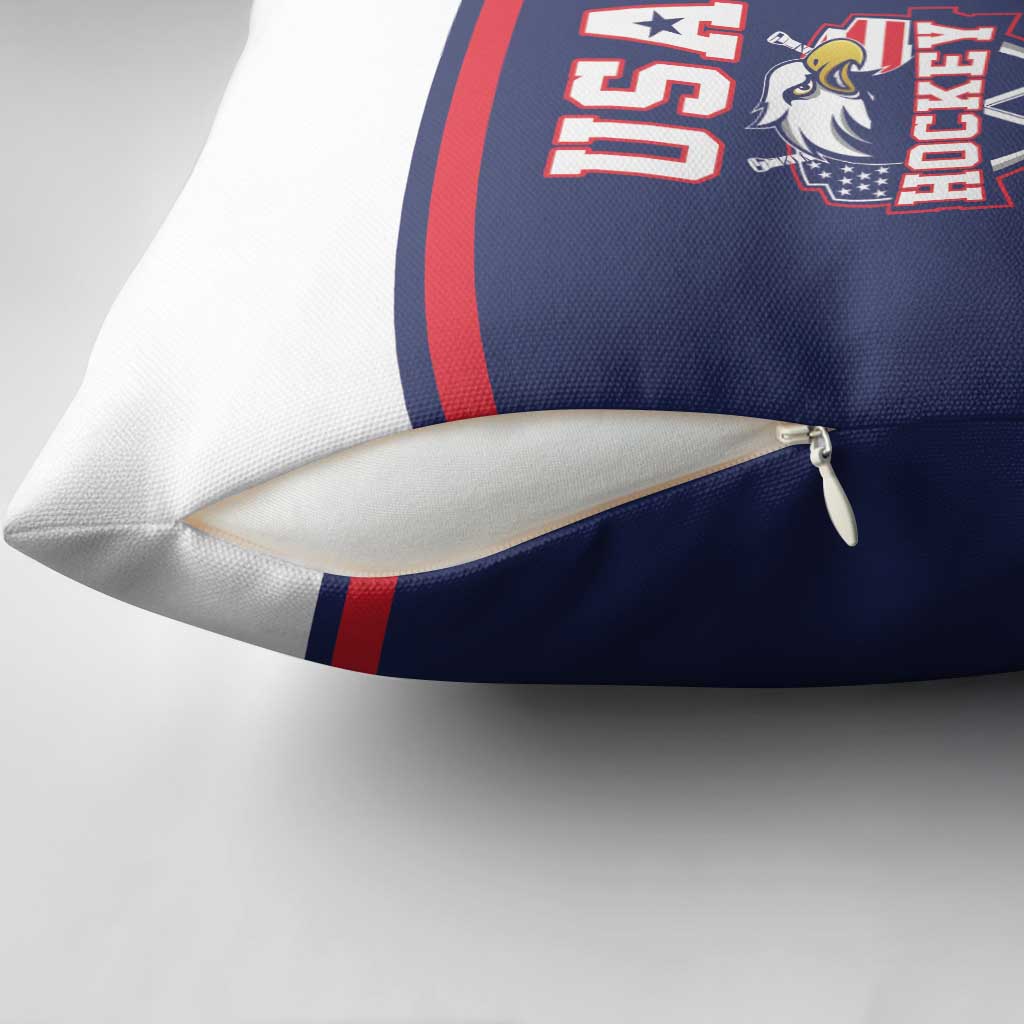 USA Ice Hockey Pillow Cover American Eagle Spirit Blue Version