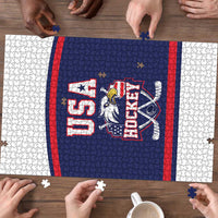 USA Ice Hockey Puzzle American Eagle Spirit Blue Version