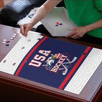 USA Ice Hockey Puzzle American Eagle Spirit Blue Version