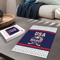 USA Ice Hockey Puzzle American Eagle Spirit Blue Version
