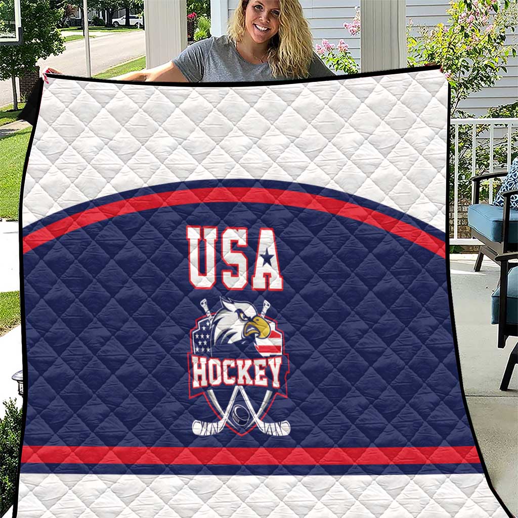 USA Ice Hockey Quilt American Eagle Spirit Blue Version