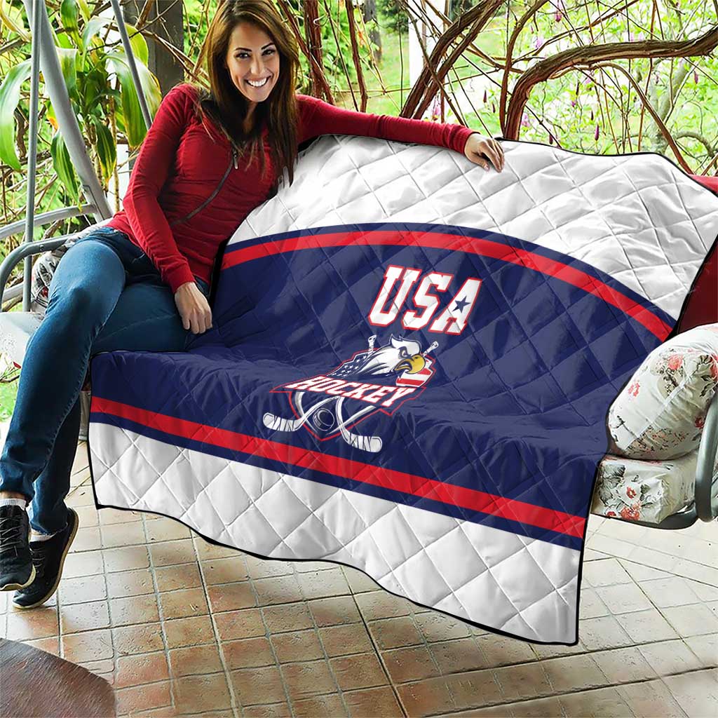 USA Ice Hockey Quilt American Eagle Spirit Blue Version