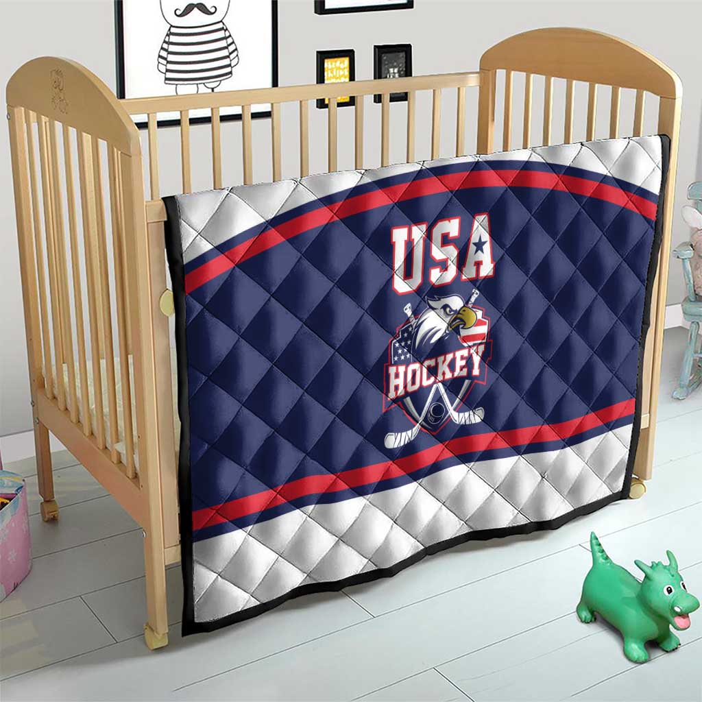 USA Ice Hockey Quilt American Eagle Spirit Blue Version