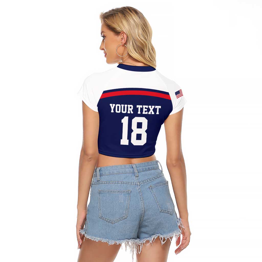 USA Ice Hockey Custom Raglan Cropped T Shirt American Eagle Spirit Blue Version