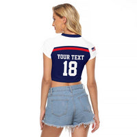USA Ice Hockey Custom Raglan Cropped T Shirt American Eagle Spirit Blue Version