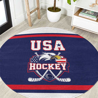 USA Ice Hockey Round Carpet American Eagle Spirit Blue Version