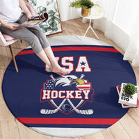 USA Ice Hockey Round Carpet American Eagle Spirit Blue Version