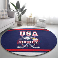 USA Ice Hockey Round Carpet American Eagle Spirit Blue Version