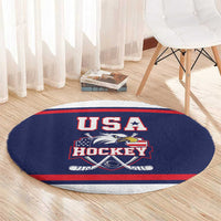 USA Ice Hockey Round Carpet American Eagle Spirit Blue Version