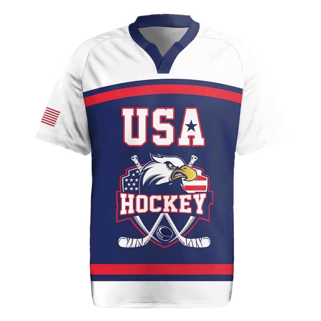 USA Ice Hockey Custom Rugby Jersey American Eagle Spirit Blue Version